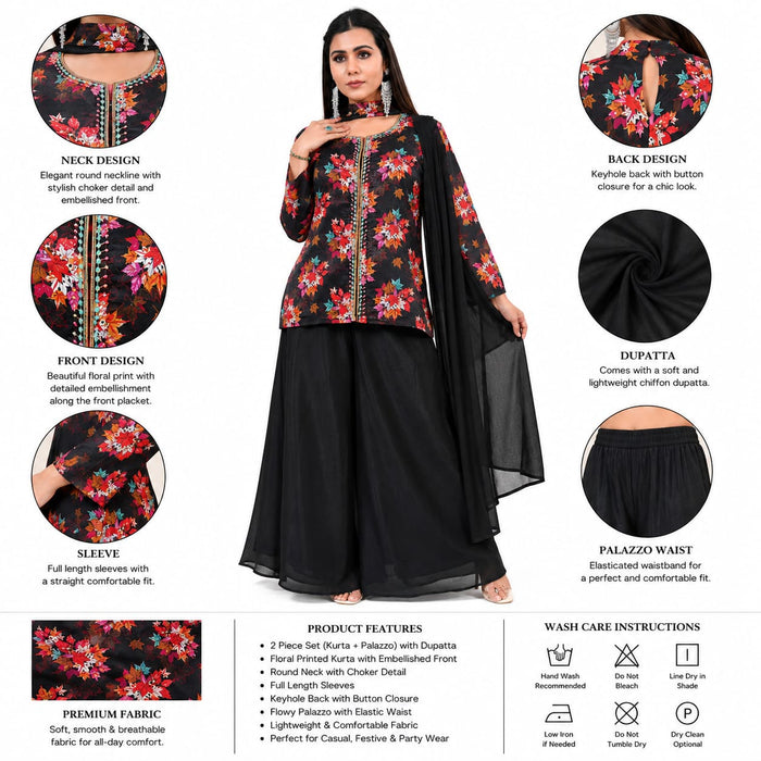 Women's Floral Kurta Palazzo Set