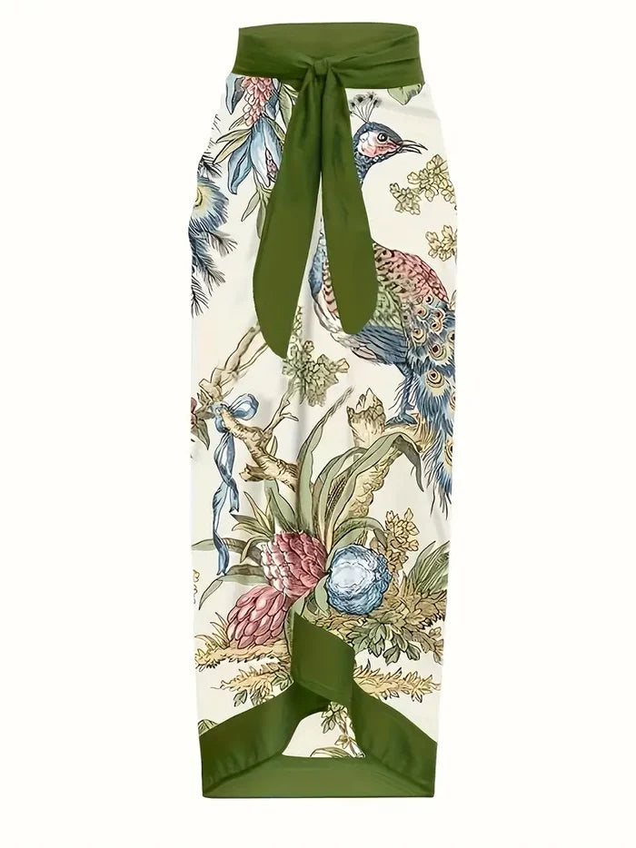 Women's Floral Print One Piece Control Swimsuit Monokini with Cover Up Beach Skirts Swimwear
