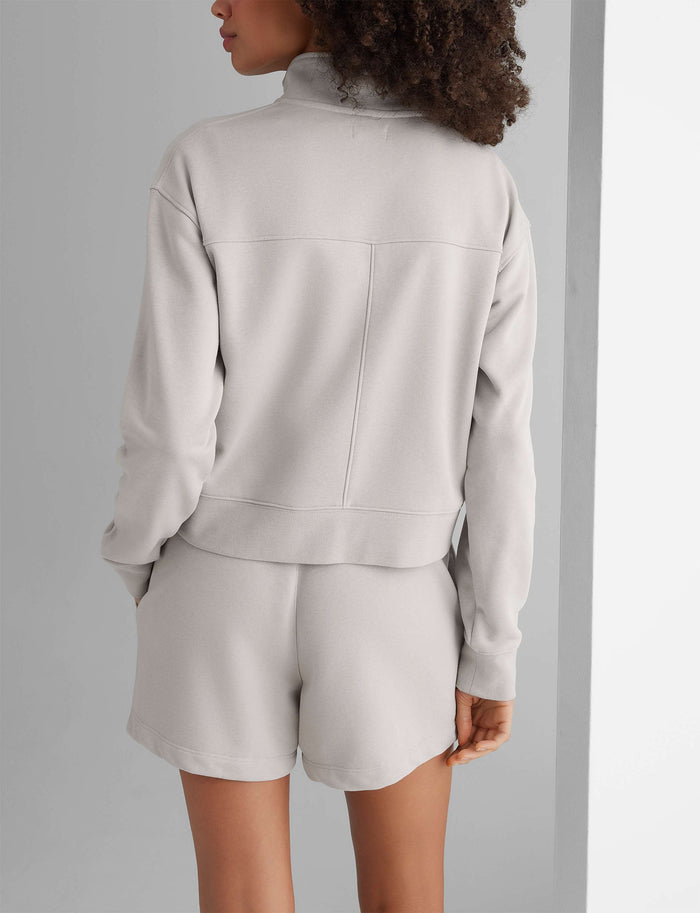 Women's French Terry Half-Zip Sweatshirt::Silver Gray