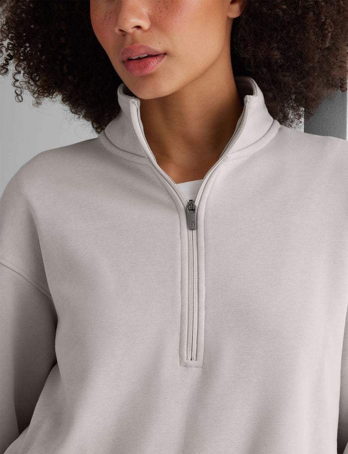 Women's French Terry Half-Zip Sweatshirt::Silver Gray