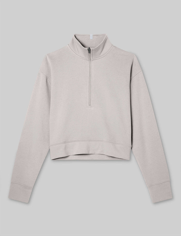 Women's French Terry Half-Zip Sweatshirt::Silver Gray::Swatch