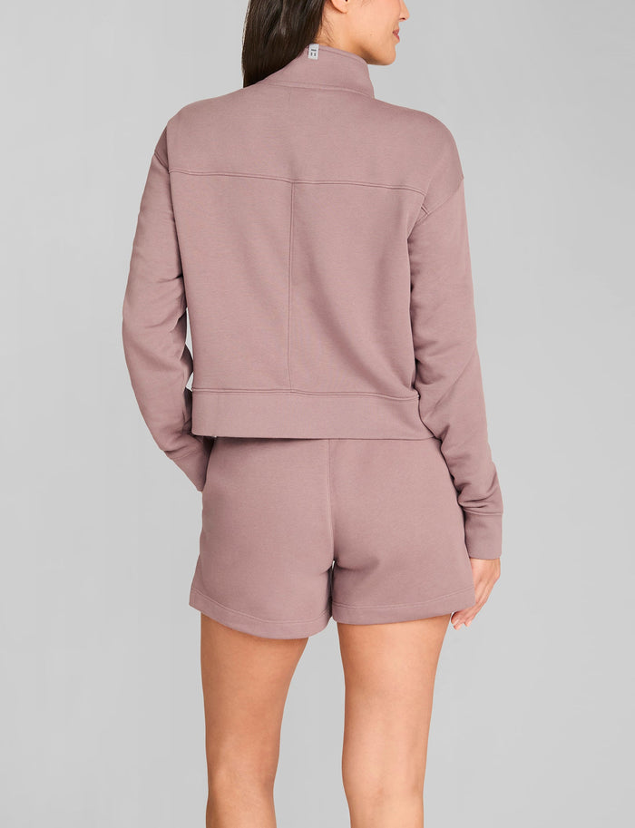 Women's French Terry Half-Zip Sweatshirt::Twilight Mauve