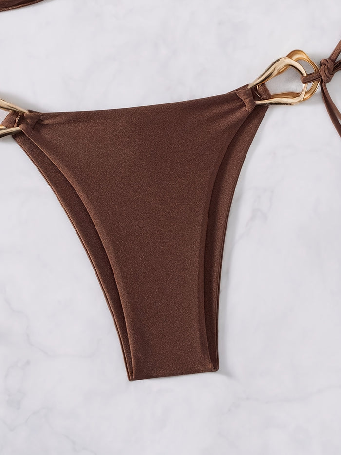 Women's Halter Bikini Sets Ring Linked Two Piece Swimsuit Cheeky Swim Bathing Suit 2026