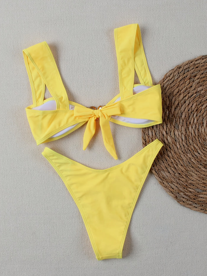 Women's High Waisted Bikini with Skirt Whip Stitch 2 Piece Swimsuits Tummy Control Bathing Suit