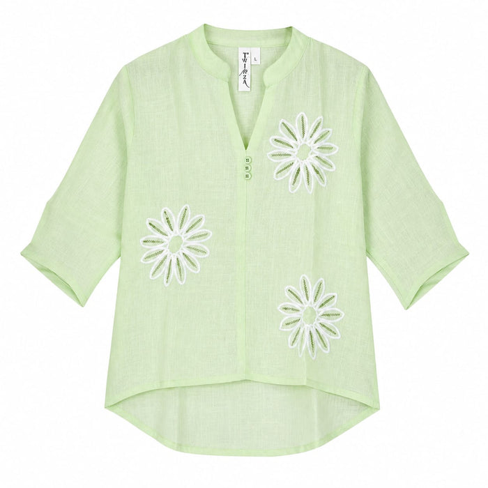 Women’s Light Green Floral Embroidered V-Neck Top product image from ANS Billion