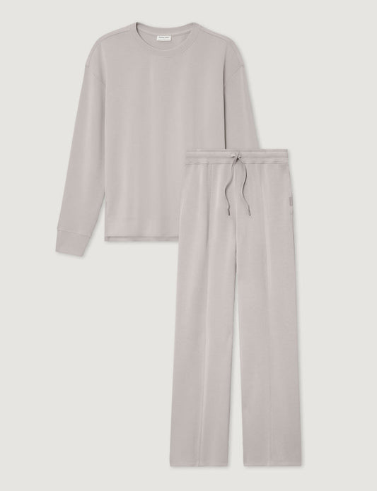 Women's Luxe Traveler Knit Long Sleeve Crew & Pant Set::Ashes of Roses