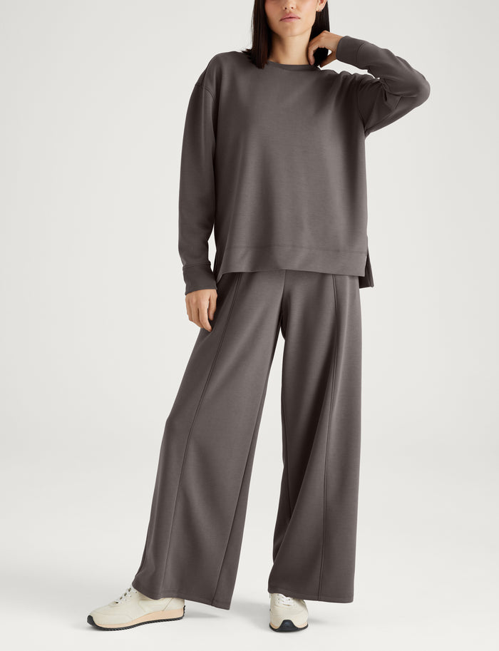 Women's Luxe Traveler Knit Long Sleeve Crew & Pant Set::Falcon