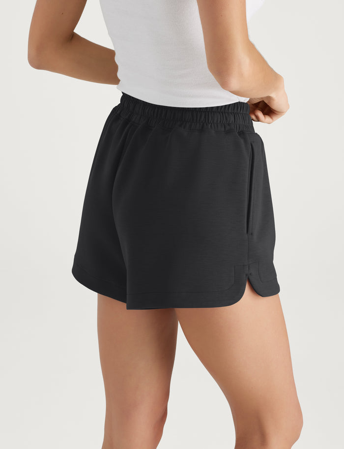 Women's Luxe Traveler Knit Mid-Rise Short::Black