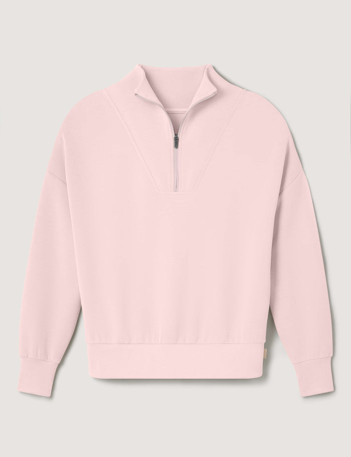 Women’s Luxe Traveler Knit Quarter-Zip::Rosewater::Swatch