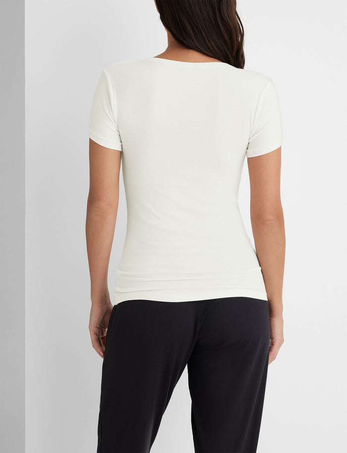 OLD::Women's Micro Rib Cap Sleeve Tee (2-Pack)::Black/Coconut Milk