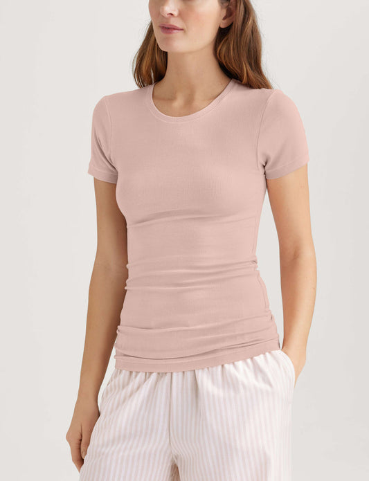 Women's Micro Rib Cap Sleeve Tee::Cameo Rose