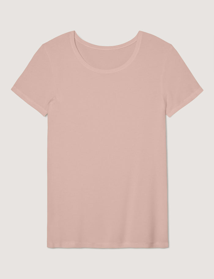 Women's Micro Rib Cap Sleeve Tee::Cameo Rose::Swatch