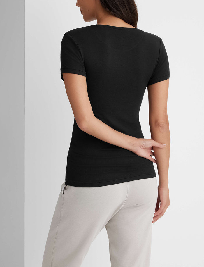 OLD::Women's Micro Rib Cap Sleeve Tee::Black