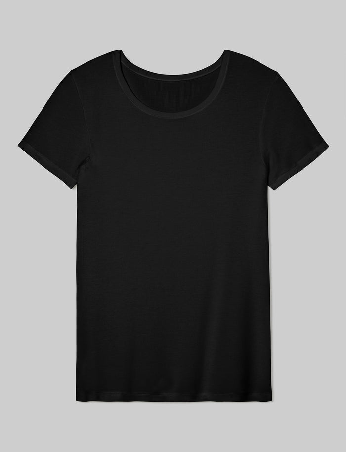 OLD::Women's Micro Rib Cap Sleeve Tee::Black::Swatch