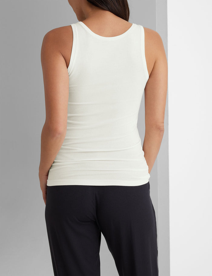 OLD::Women's Micro Rib Fitted Tank::White