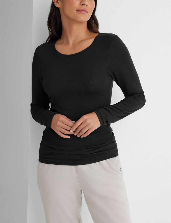 Women's Micro Rib Long Sleeve Tee (2-Pack)::Black/White