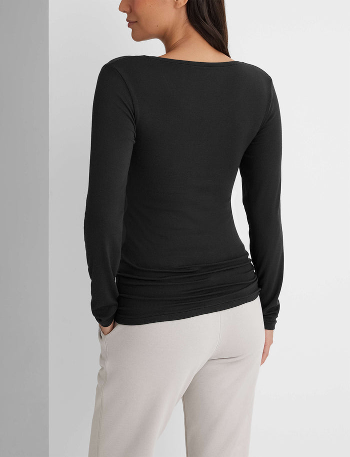 Women's Micro Rib Long Sleeve Tee (2-Pack)::Black/White