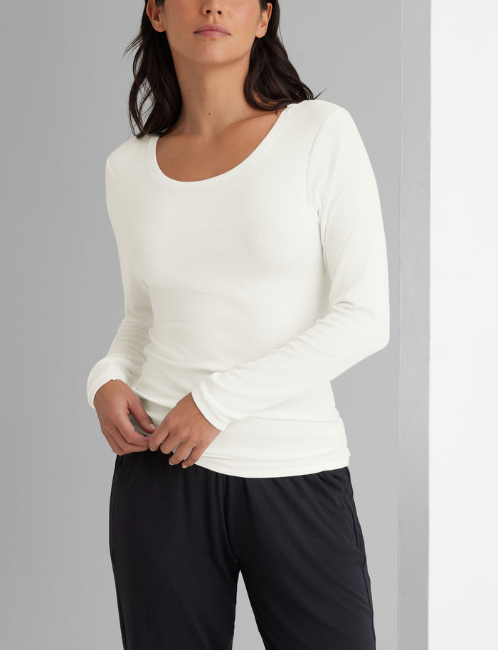 Women's Micro Rib Long Sleeve Tee (2-Pack)::Black/White