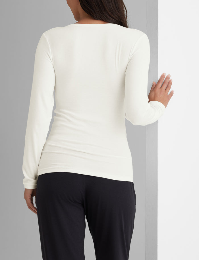 OLD::Women's Micro Rib Long Sleeve Tee::White