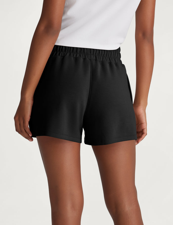 Women's Micro Rib Tank & Luxe Traveler Knit Short Set::Black Micro/Black