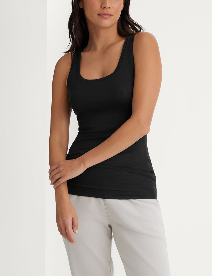 Women's Micro Rib Tank & Short Set::Black Rib