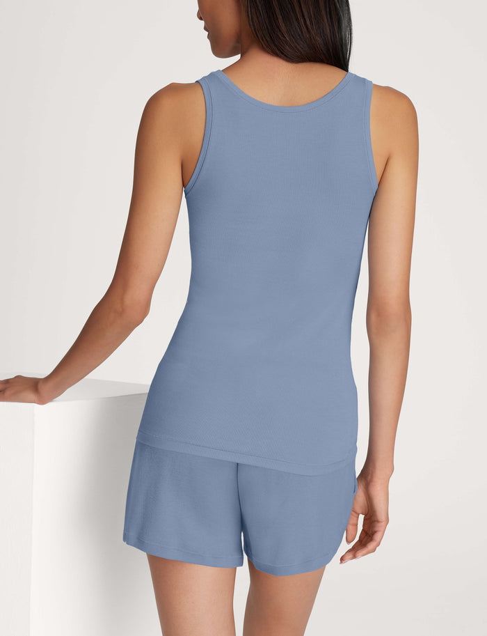 Women's Micro Rib Tank & Short Set::Rainwashed Rib