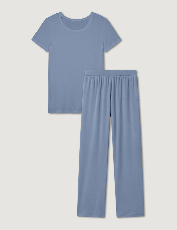Women's Micro Rib Tee & Pant Set::Rainwashed Rib