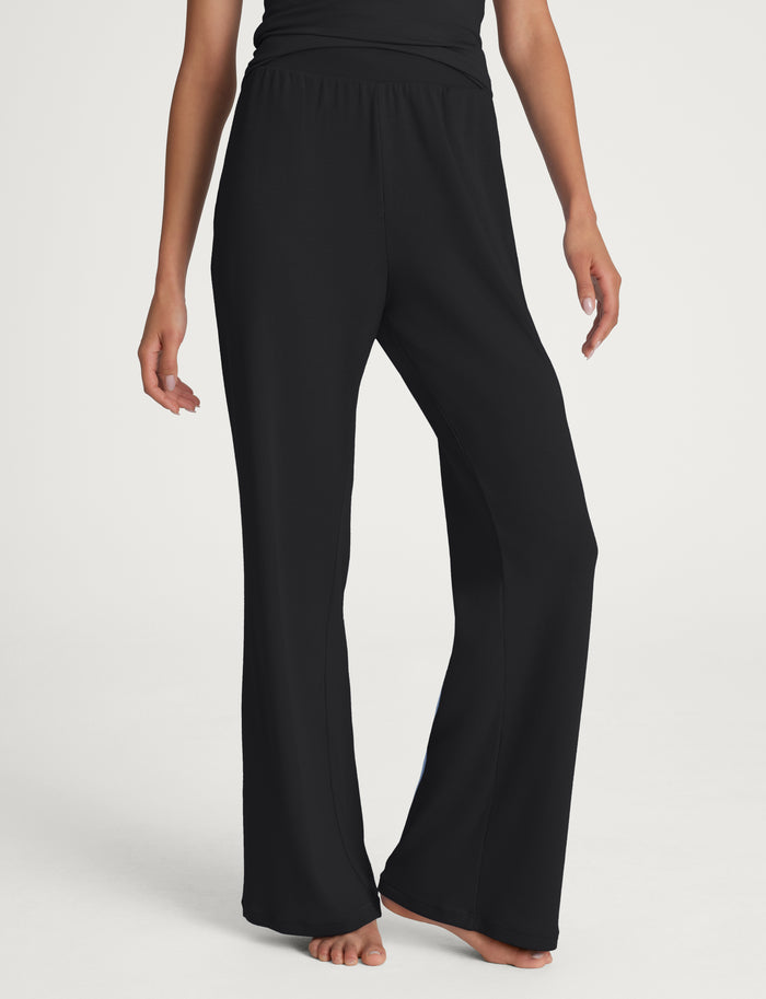 Women's Micro Rib Tee & Pant Set::Black Rib