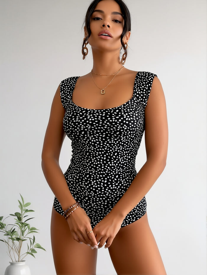 Womens One Piece Swimsuit Retro Square Neck Tummy Control Bathing Suits Ruched Modest Full Coverage Swimwear