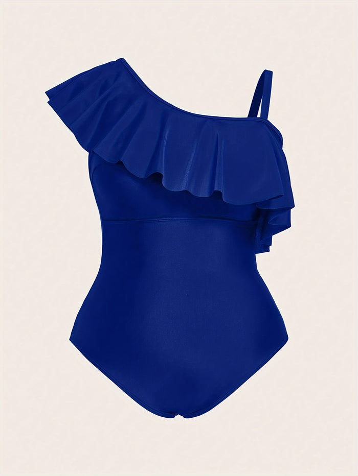 Women's One Piece Swimsuit with Long Sheer Cover Up Skirt