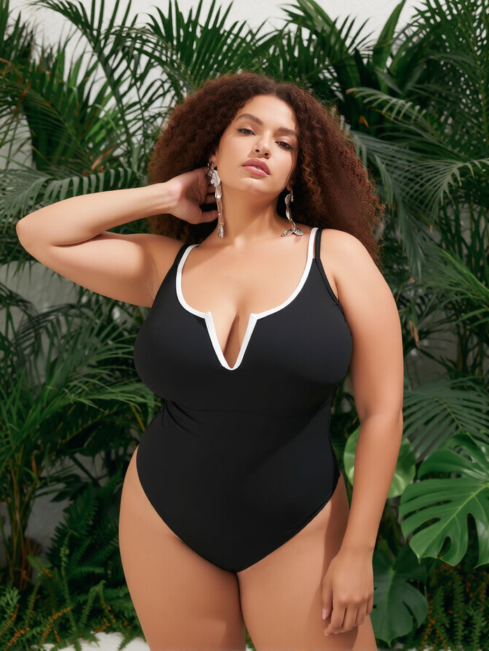 Women's One Piece Swimsuits Tummy Control Bathing Suits V Neck Boho Tie Shoulder Ruched Full Coverage Swimwear