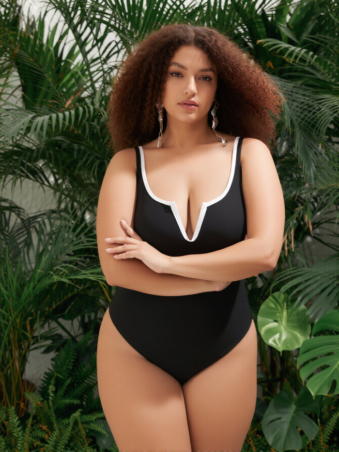 Women's One Piece Swimsuits Tummy Control Bathing Suits V Neck Boho Tie Shoulder Ruched Full Coverage Swimwear