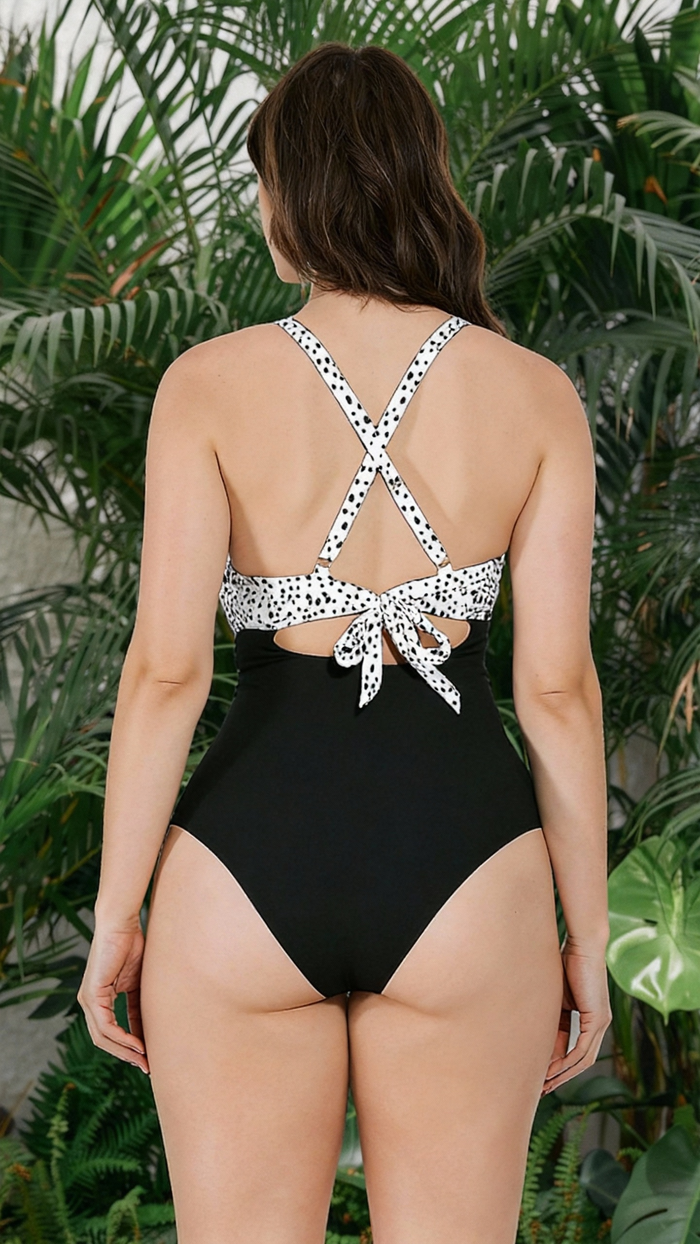 Women's One Piece Swimsuits Tummy Control Cutout High Waisted Bathing Suit Wrap Tie Back 1 Piece Swimsuit