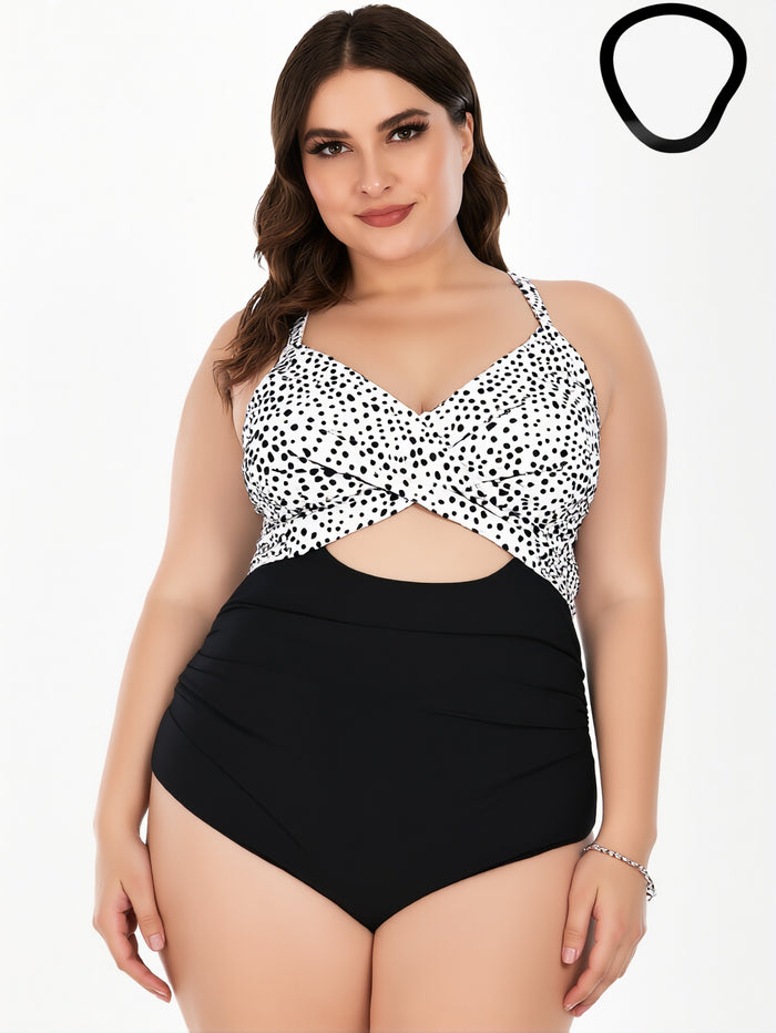 Women's One Piece Swimsuits Tummy Control Cutout High Waisted Bathing Suit Wrap Tie Back 1 Piece Swimsuit