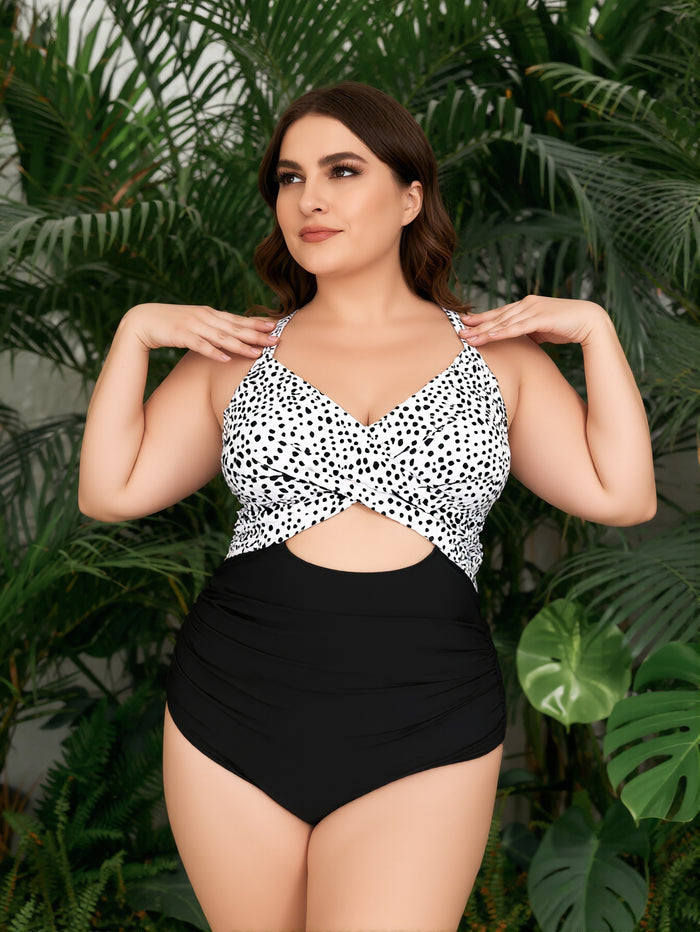 Women's One Piece Swimsuits Tummy Control Cutout High Waisted Bathing Suit Wrap Tie Back 1 Piece Swimsuit