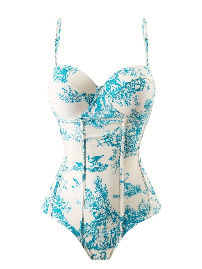 Women's One Piece Swimsuits with Cover Up Skirt Tummy Control V Neck Bathing Suits