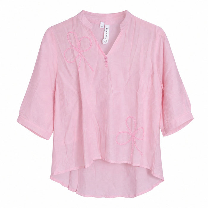 Women’s Pink Embroidered V-Neck Top product image from ANS Billion