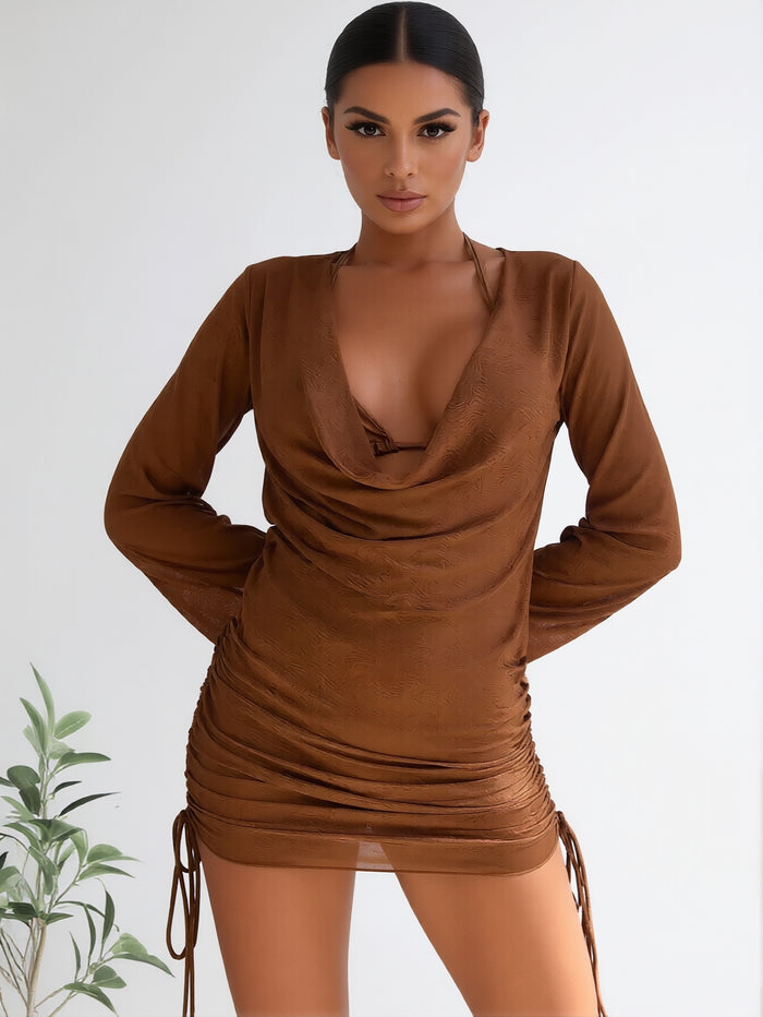 Women's Plus Size Halter String Triangle Bikini Sets 3 Piece Swimsuits with Side Cover Up