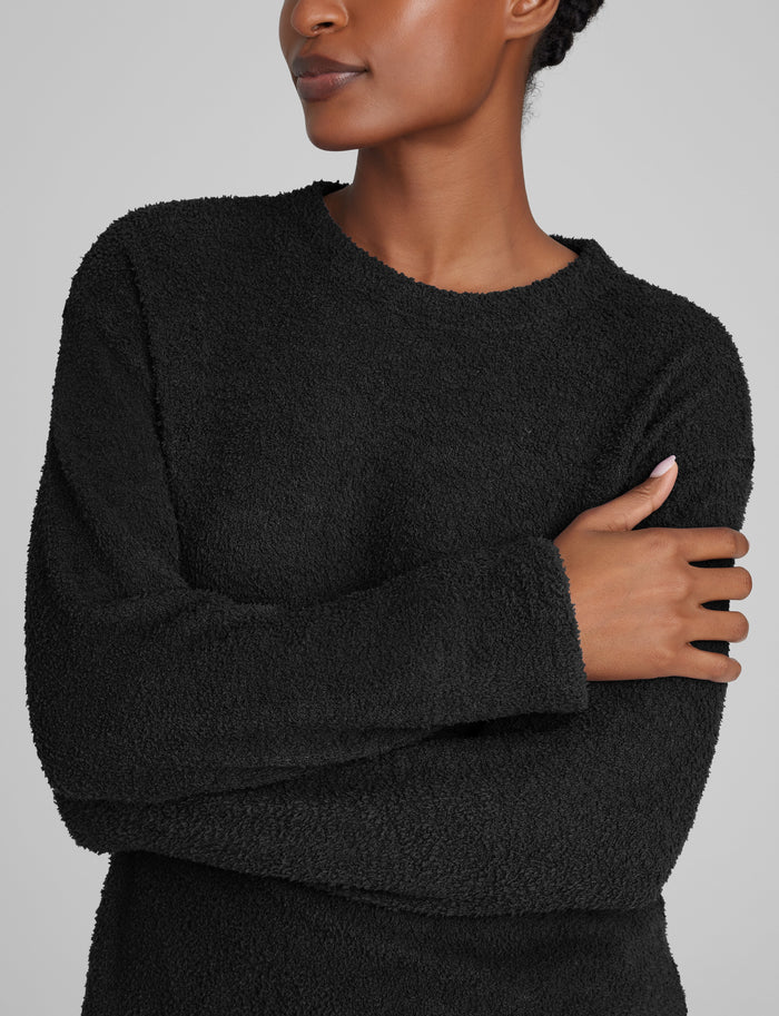 Women's Plush Crewneck Sweatshirt::Black