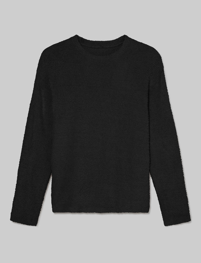 Women's Plush Crewneck Sweatshirt::Black::Swatch