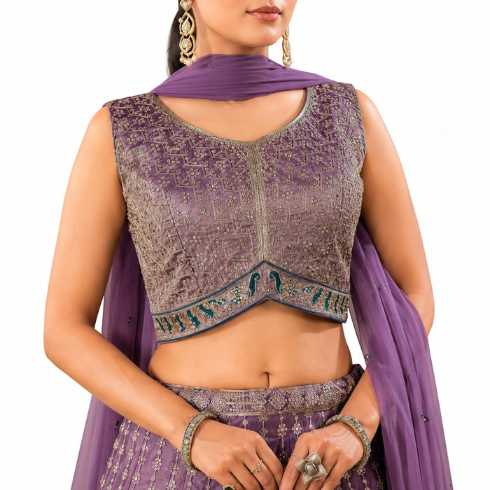 Women's Premium Embroidered Purple Lehenga Choli with Dupatta | Wedding, Bridal &amp; Festive Wear - ANS Billion