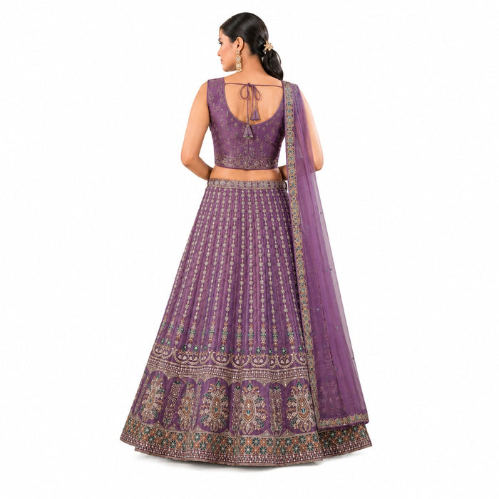 Women's Premium Embroidered Purple Lehenga Choli with Dupatta | Wedding, Bridal &amp; Festive Wear - ANS Billion