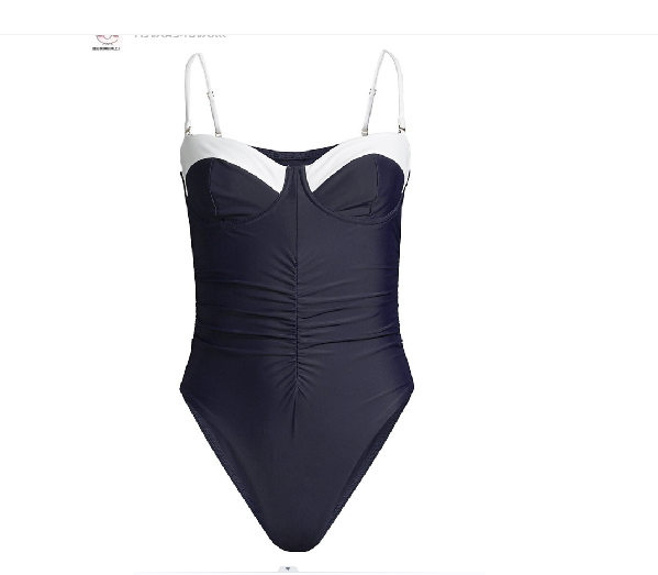 Women's Ribbed One Piece Swimsuits Color Block Tummy Control Bathing Suit Slimming 1 Piece Swimwear