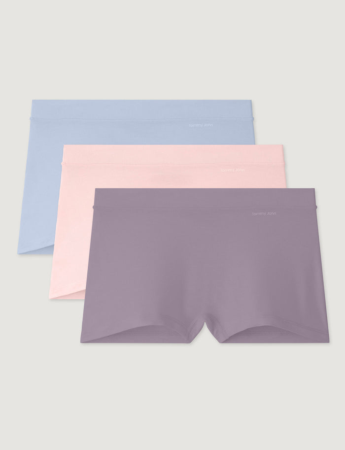 Women's Second Skin Boyshort (3-Pack)::Halogen Blue/Rosewater/Nirvana