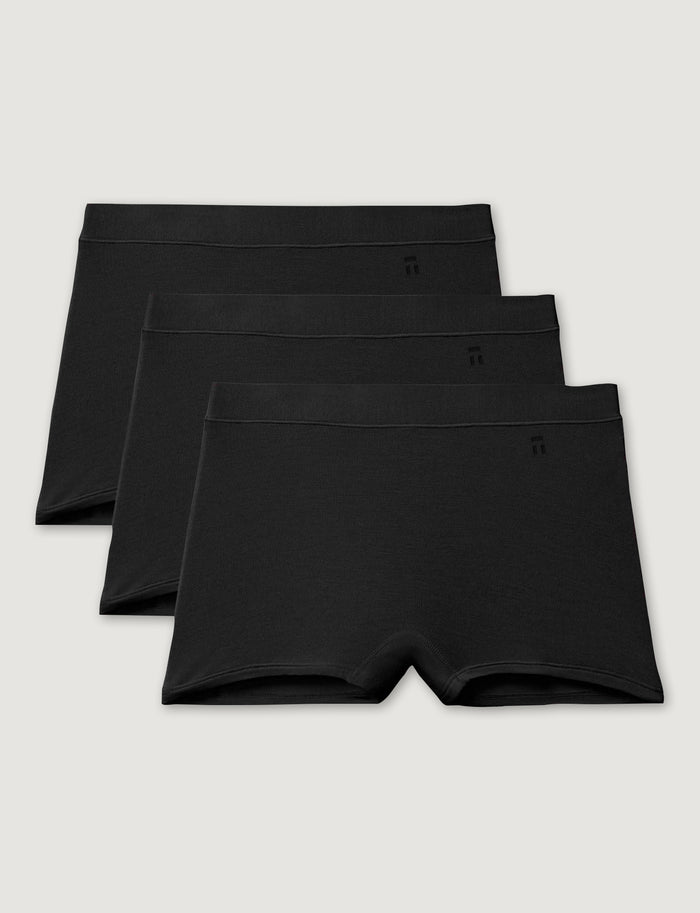 Women's Second Skin Boyshort (3-Pack)::Black