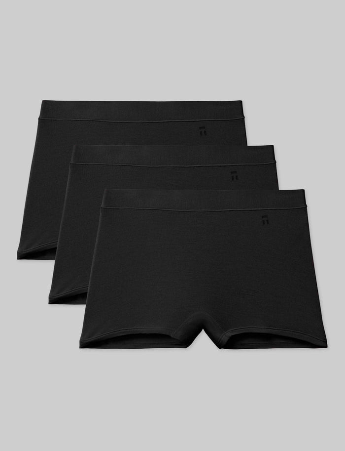 OLD::Women's Second Skin Boyshort (3-Pack)::Black