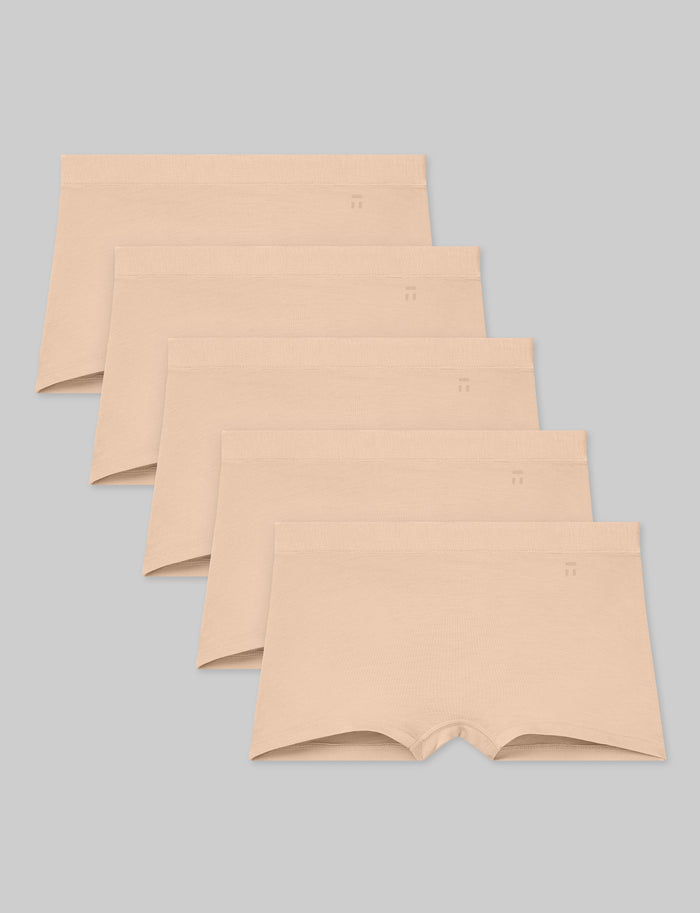 OLD::Women's Second Skin Boyshort (5-Pack)::Maple Sugar