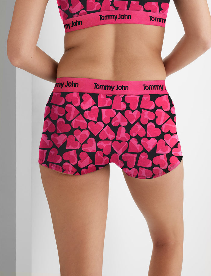 Women's Second Skin Boyshort::Cropped Hearts