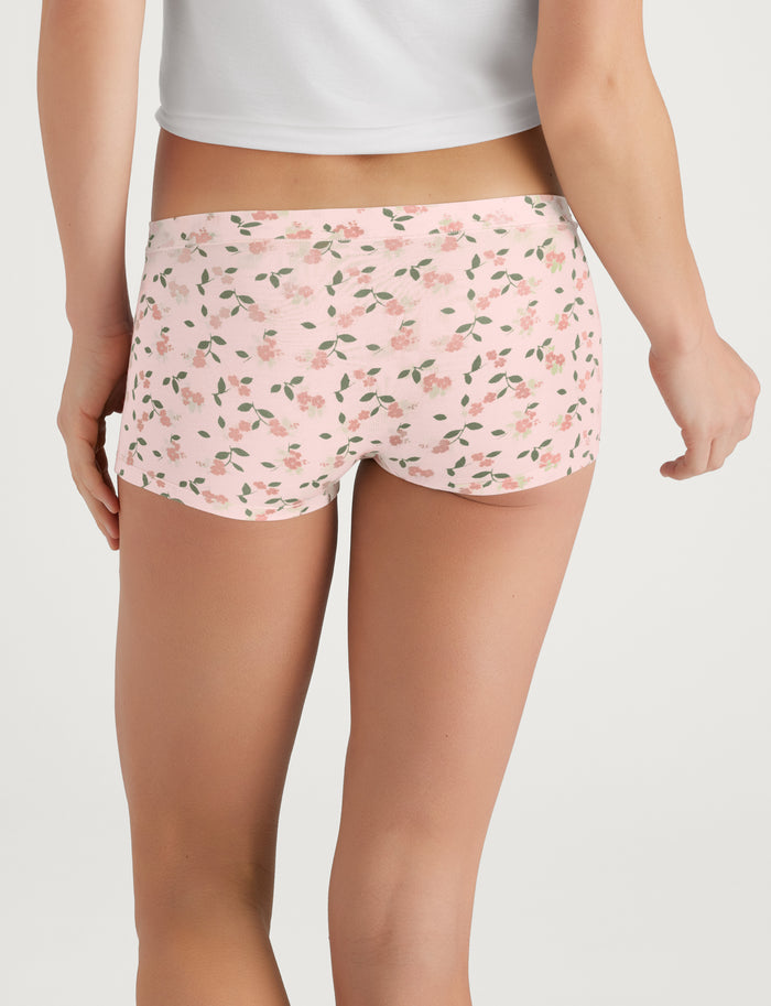 Women's Second Skin Boyshort::Camellias Rosewater