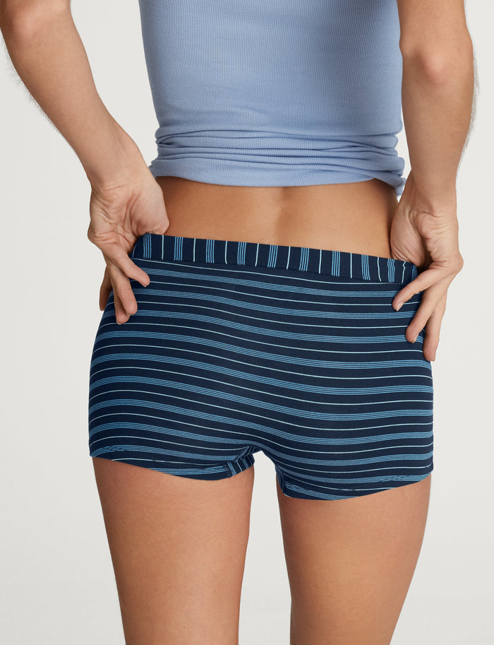 Women's Second Skin Boyshort::Dress Blues Vintage Stripe